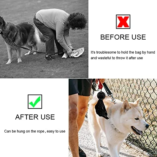 2 Colors Dog Poop Bag Holder, Waste Bag Holder with Carabiner Clip, Hands Free Poop Bag Carrier for Leash, Pet Waste Bag Dispenser for Dog Walking Accessory (Blue, Purple)