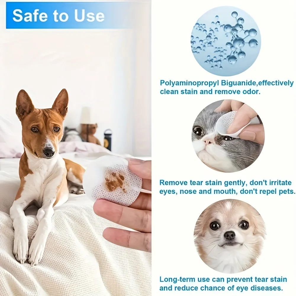 200pcs Pet Eye Cleaning Wipes Gentle Tear Stain Remover for Dogs and Cats