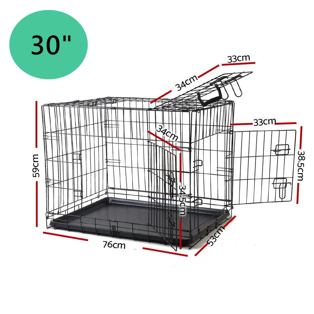 30" Pet Dog Cage Crate Kennel Cat Collapsible Metal Cages Playpen Foldable