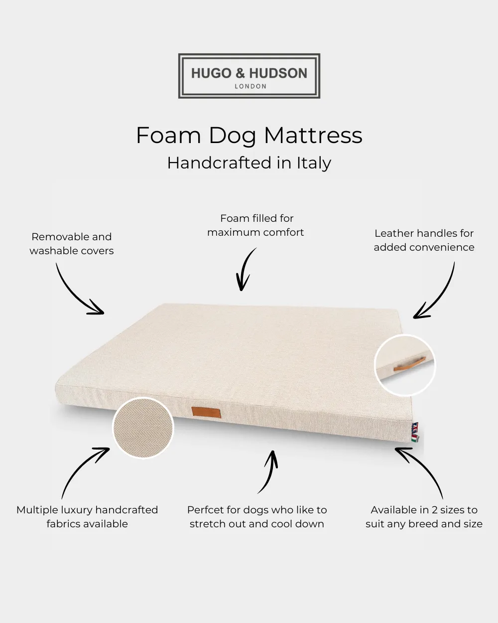 Beige Herringbone Foam Mattress Dog Bed