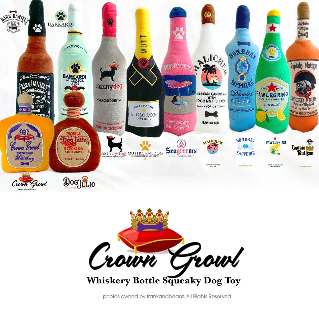 Crown Growl Parody Dog Toy Whiskery Bottle