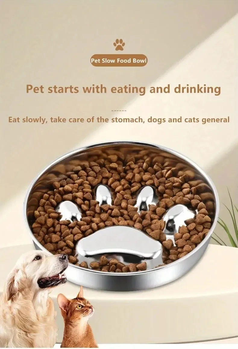 Ergonomic Stainless Steel Slow Feeder Bowl for Pets