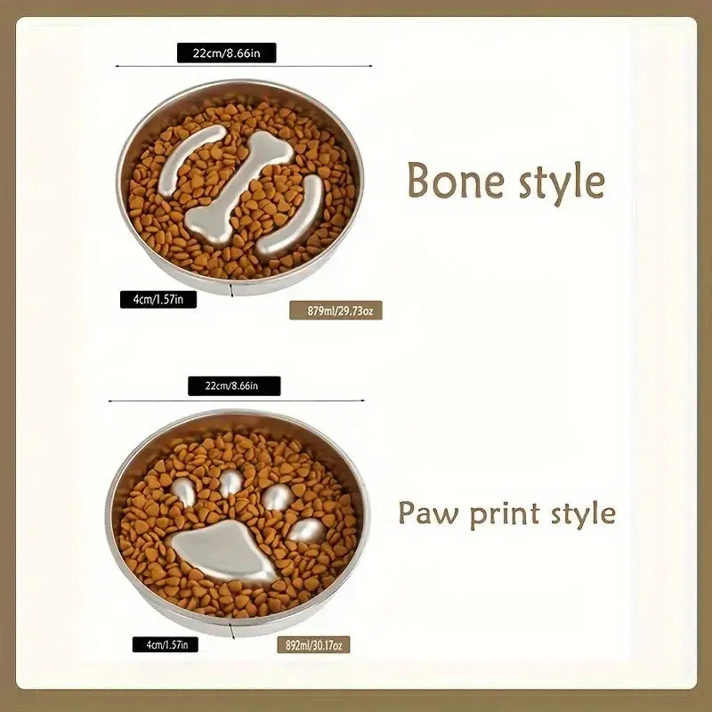 Ergonomic Stainless Steel Slow Feeder Bowl for Pets