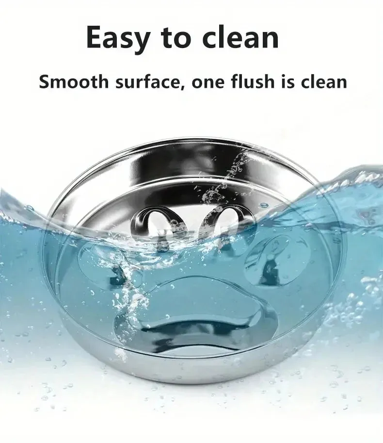 Ergonomic Stainless Steel Slow Feeder Bowl for Pets