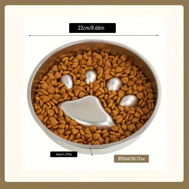 Ergonomic Stainless Steel Slow Feeder Bowl for Pets