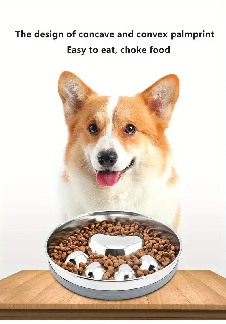 Ergonomic Stainless Steel Slow Feeder Bowl for Pets