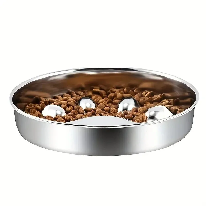 Ergonomic Stainless Steel Slow Feeder Bowl for Pets