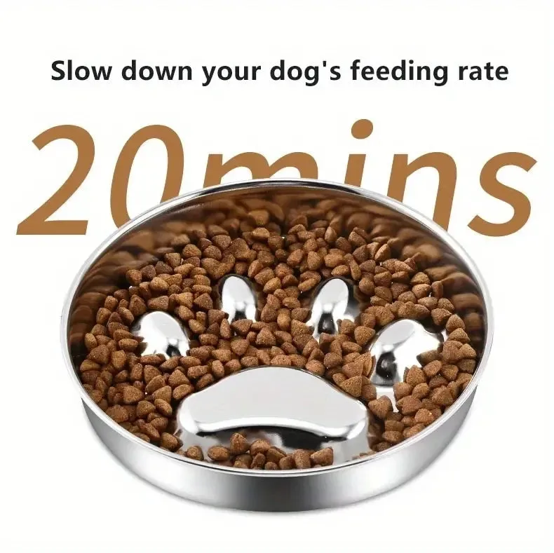 Ergonomic Stainless Steel Slow Feeder Bowl for Pets