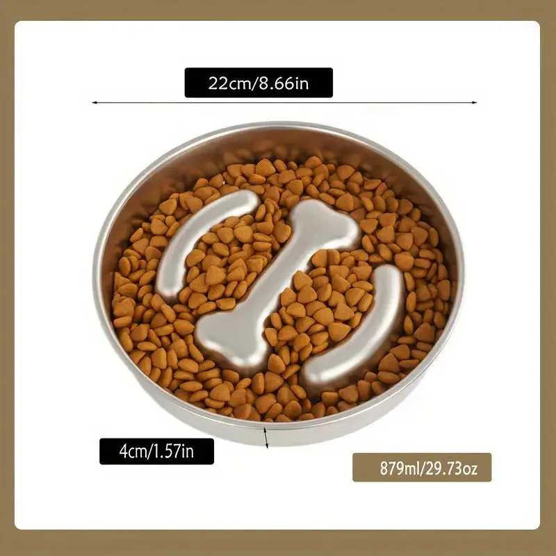 Ergonomic Stainless Steel Slow Feeder Bowl for Pets