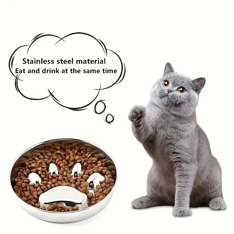 Ergonomic Stainless Steel Slow Feeder Bowl for Pets