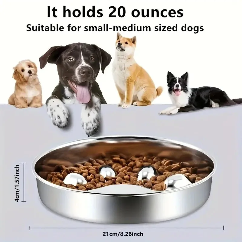 Ergonomic Stainless Steel Slow Feeder Bowl for Pets