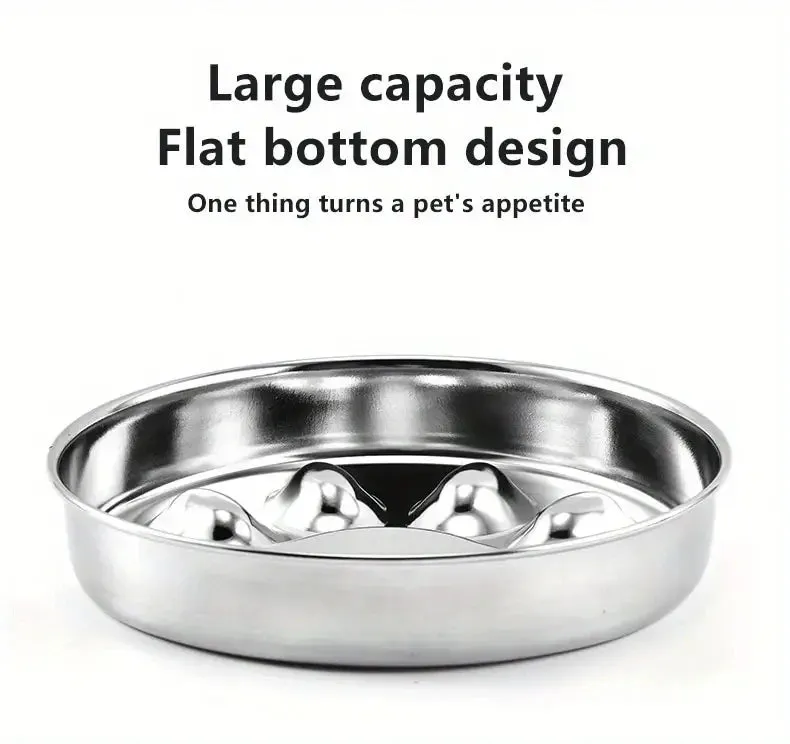 Ergonomic Stainless Steel Slow Feeder Bowl for Pets