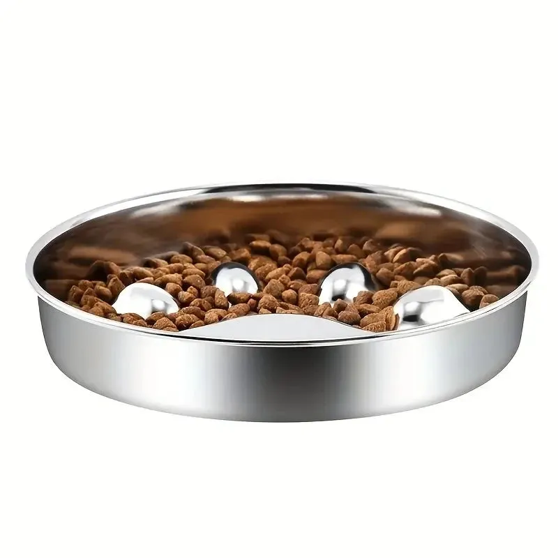 Ergonomic Stainless Steel Slow Feeder Bowl for Pets