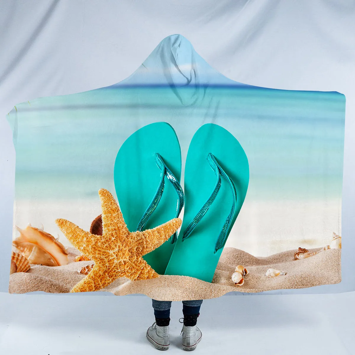 Flip Flops on the Beach Cosy Hooded Blanket