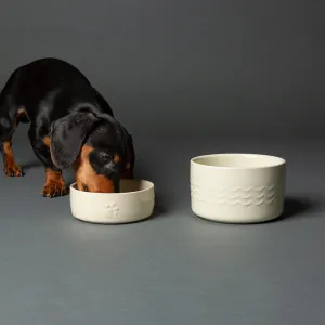 Icon 2 Piece Set 13cm Pet Food & Water Bowl Set - Cream