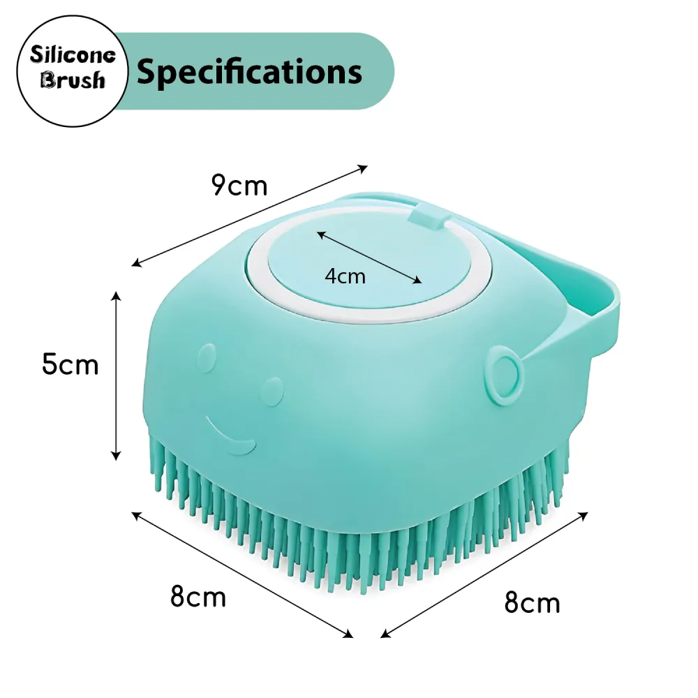 Papa Pawsome Shampoo Bath Silicone Brush for Dogs and Cats (Blue)