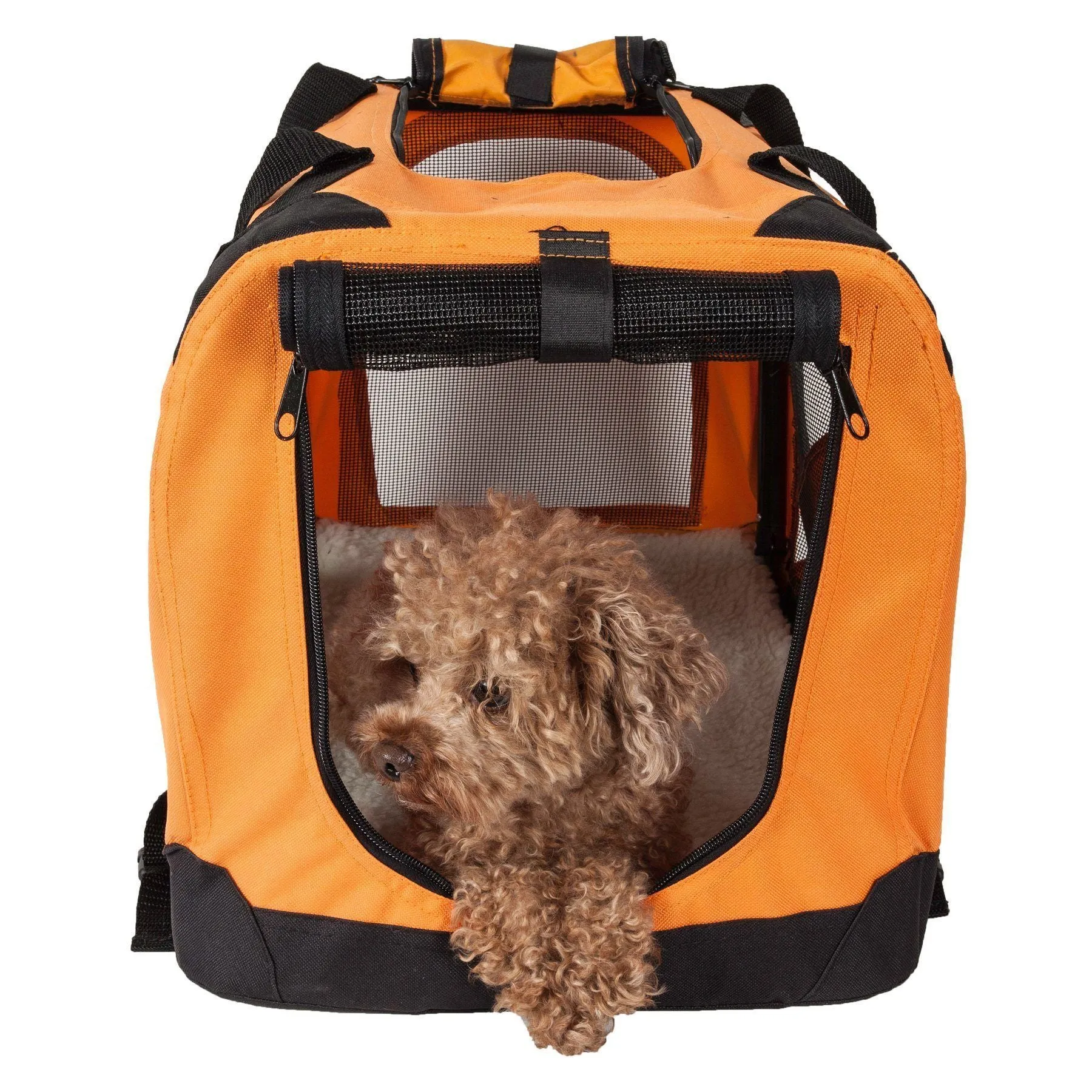 Pet Life ® '360° Vista View' Zippered Soft Folding Collapsible Durable Metal Framed Pet Dog Crate House Carrier