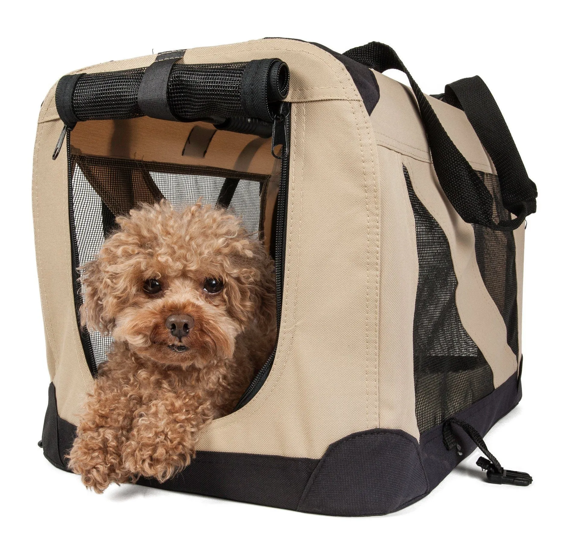 Pet Life ® '360° Vista View' Zippered Soft Folding Collapsible Durable Metal Framed Pet Dog Crate House Carrier
