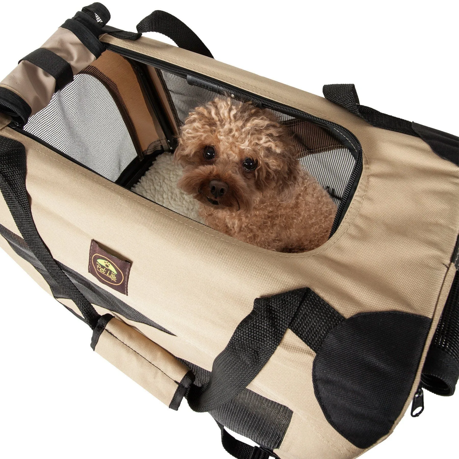 Pet Life ® '360° Vista View' Zippered Soft Folding Collapsible Durable Metal Framed Pet Dog Crate House Carrier