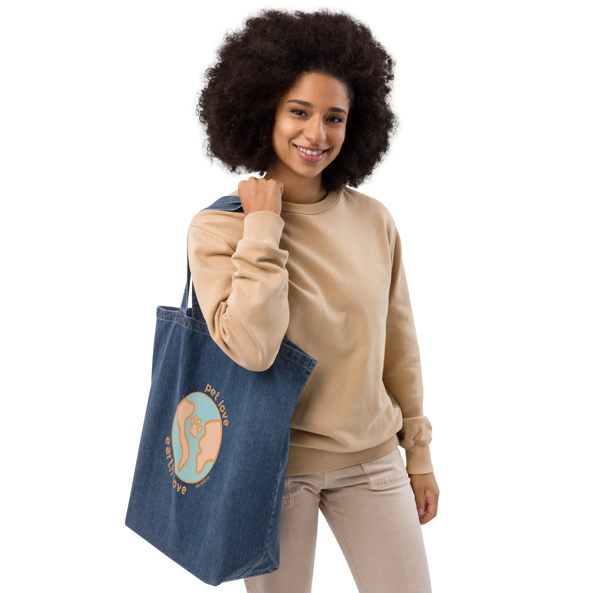 Pet Love Organic denim tote bag