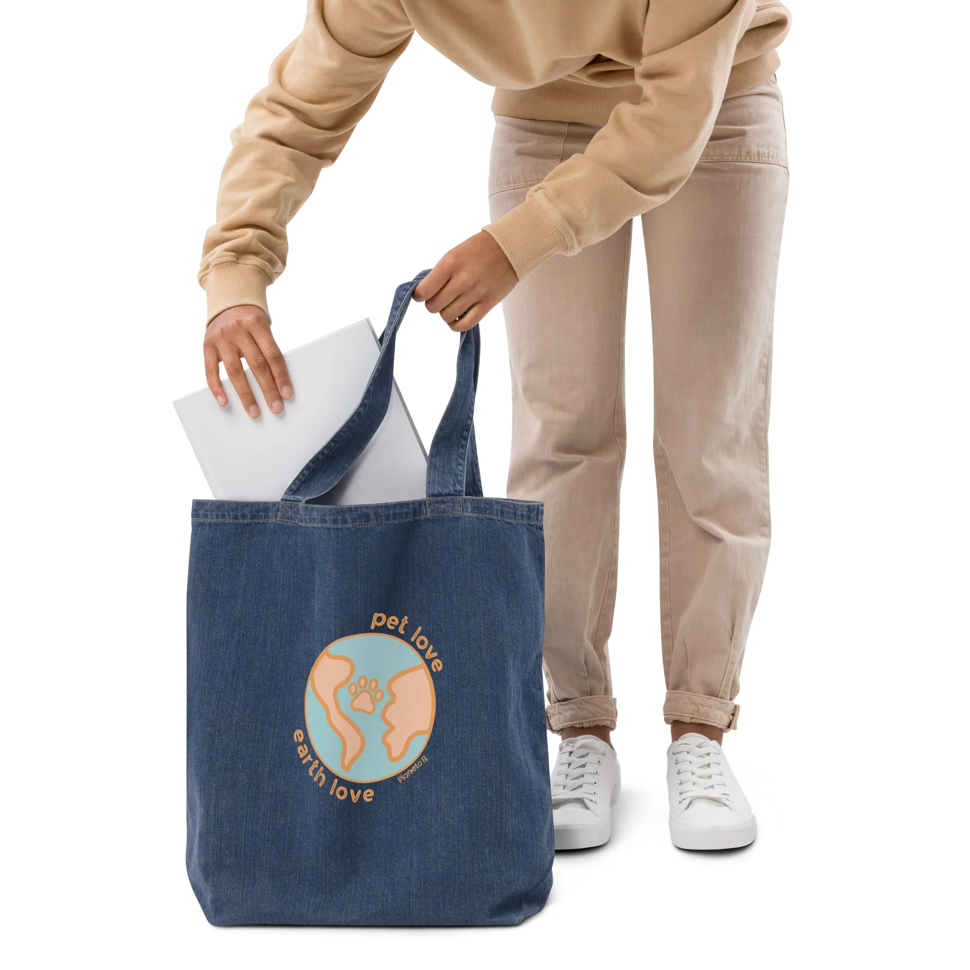 Pet Love Organic denim tote bag