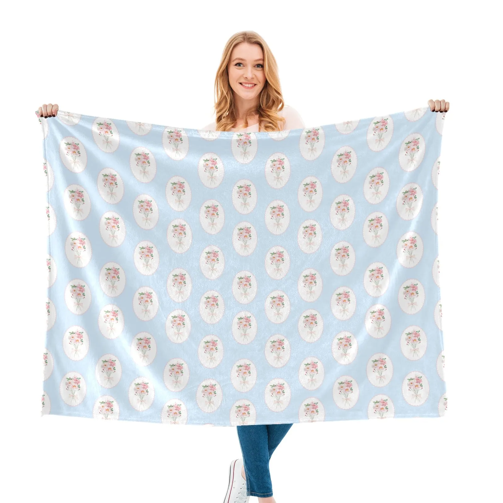 VICTORIA BLUE | Ultra-Soft Micro Fleece Blanket | Durable & Lightweight with Vibrant No-Fade Print